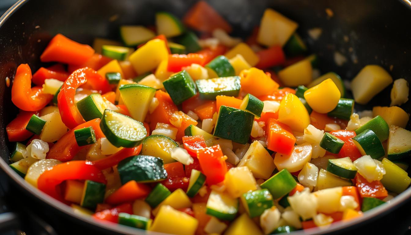 Sautéed vegetables with pepper and garlic