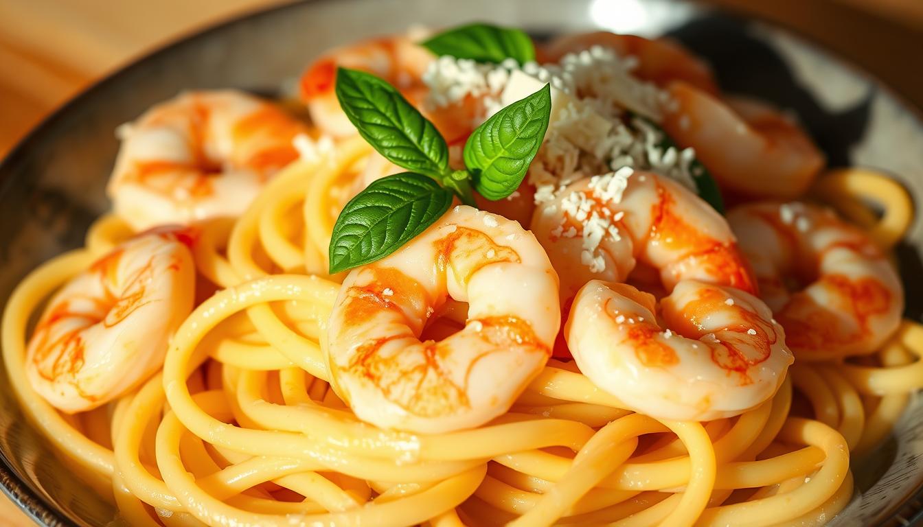 White Sauce Pasta with Shrimp