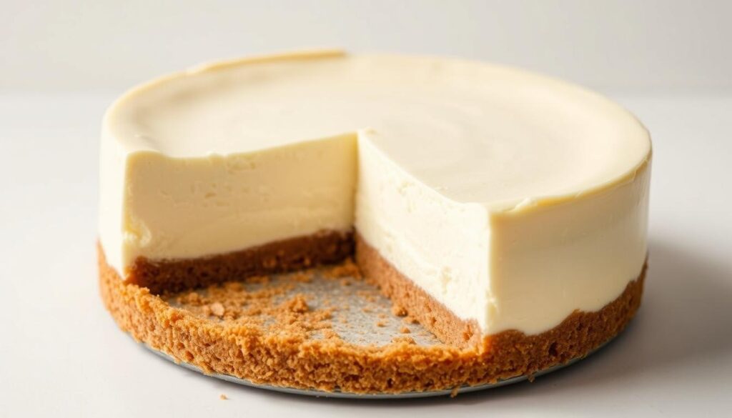 A tempting cheesecake with a silky smooth Philadelphia cream cheese filling, resting on a delicate graham cracker crust. The cake is set against a bright, evenly lit backdrop, showcasing its luscious texture and enticing appearance. The scene is photographed from a high angle, highlighting the layers of the dessert and emphasizing the step-by-step baking process. The lighting is soft and diffused, creating a warm, inviting atmosphere that draws the viewer in, eager to experience the decadent treat. A tempting cheesecake with a silky smooth Philadelphia cream cheese filling, resting on a delicate graham cracker crust. The cake is set against a bright, evenly lit backdrop, showcasing its luscious texture and enticing appearance. The scene is photographed from a high angle, highlighting the layers of the dessert and emphasizing the step-by-step baking process. The lighting is soft and diffused, creating a warm, inviting atmosphere that draws the viewer in, eager to experience the decadent treat.